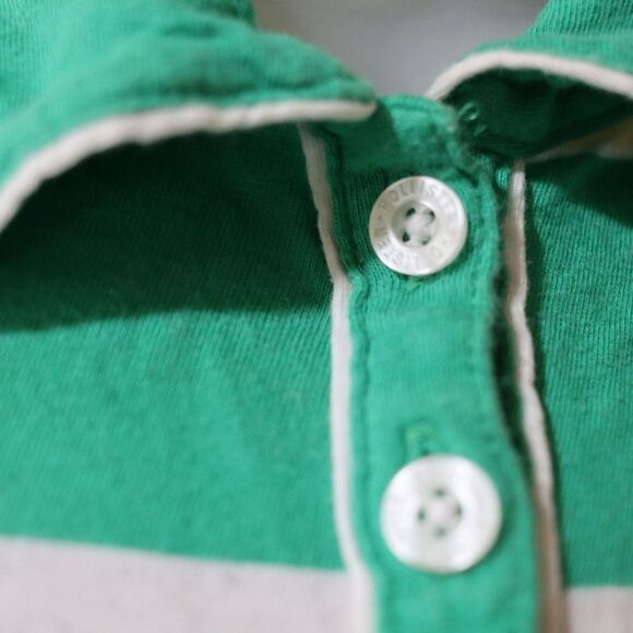 Vintage Y2K Hollister Green & White Stripe Baby Polo Shirt Medium - Picture 11 of 16